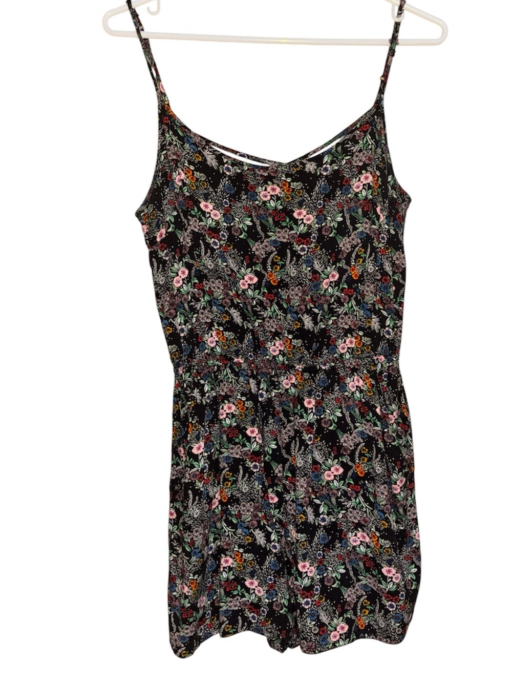 Divided Floral with Multicolor Blossoms short romper